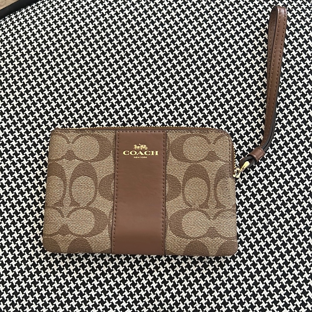 SOLD Coach Monogram Wristlet - Brown